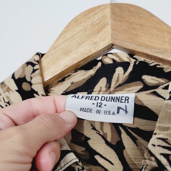 Alfred Dunner Vintage Hawaiian Short Sleeve Blouse Pads Top Button Front Retro - Picture 5 of 12